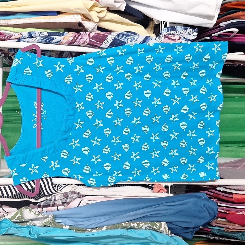 2 A TEE BLUE VACATION TOP BEACH WEAR LARGE